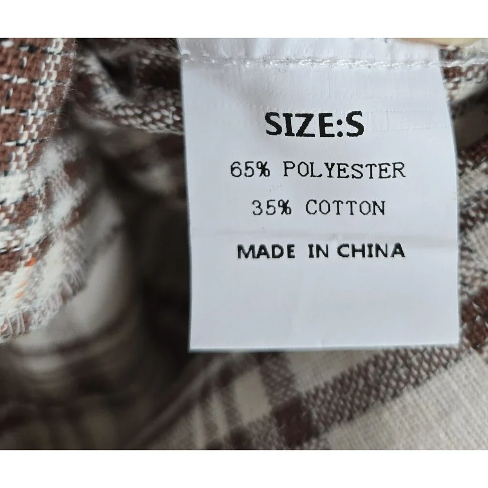 Women's‎ Size Small Brown Plaid Button Up Longline Cardigan Blazer Jacket